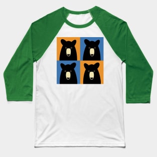 BLACK BEAR ON ORANGE AND BLUE Baseball T-Shirt